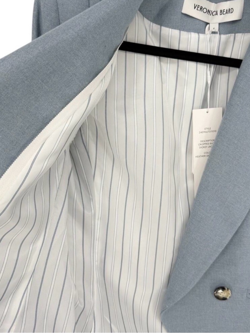 Veronica Beard Powder Blue Tailored Double-Breasted Blazer - Picture 10 of 16